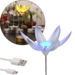 Lotus Flower Lamp with Music, Touch Open and Close, USB Rechargeable (1 Pc) - Closeup Embroidery by Nari Haat, Indian...