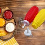 Plastic Squeeze Bottle Ketchup Mustard Honey Sauce Dispenser Bottle ( 2 Pc Set ) - Front View by Nari Haat, Indian et...