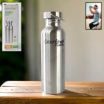 Stainless Steel Water Bottle (750ML / 1 Pc) - Front View by Nari Haat, Indian ethnic wear, women clothing, designer suit