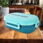 3 in 1 Spicy Bite Stainless Steel Lunch Box With Plastic Small Box & Spoon (1 Set) - Closeup Embroidery by Nari Haat,...