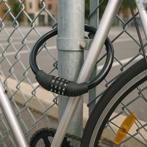 Bike Lock Cable Resettable Cable Lock - Self Coiling 4 Digit Combination Bike Lock - Front View by Nari Haat, Indian ...