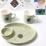 Ceramic Tea Coffee Cup Set with Platter