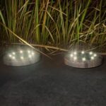 Disk Lights Slate – Heavy Duty Outdoor Solar Pathway Lights – 4 LED (2 Pc) - Closeup Embroidery by Nari Haat, Ind...