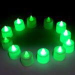 Green Flameless LED Tealights Smokeless Decorative Candles LED Tea Light Pack of 12 - Sleeve Design by Nari Haat, Ind...