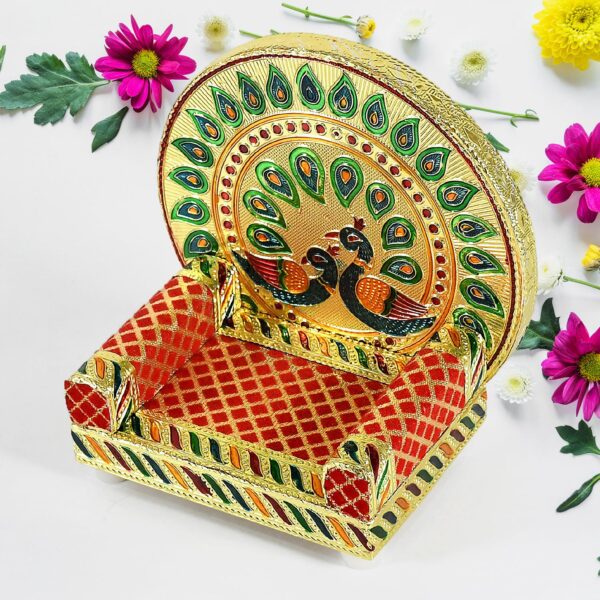 Meenakari Work Laddu Gopal Singhasan  / Sihasan for Pooja Mandir Wooden Krishna Ladoo Bal Gopal Sofa Asan, Home Decor...