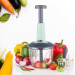 1100 ml 2 in 1 Push Up Chopper with 6 Sharp Blades Vegetable and Fruit Cutter - Front View by Nari Haat, Indian ethni...