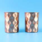 Diamond Cut Copper Water Bottle 2 Glasses with Gift Box (3 Pcs Set) - Fabric Detail by Nari Haat, Indian ethnic wear,...