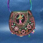 9 inch Handcrafted Cotton Embroidered Shoulder Bag for Girls & women (1 Pc) - Neckline Detail by Nari Haat, Indian et...