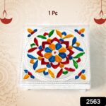 1 Pc Meenakari Wooden Chowki & Bajot Set: For Home & Office Puja (Multicolor) - With Dupatta by Nari Haat, Indian eth...