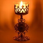 Flower Diwali Candle Holder with Plastic Stand , Diwali(1 Set) - Closeup Embroidery by Nari Haat, Indian ethnic wear,...