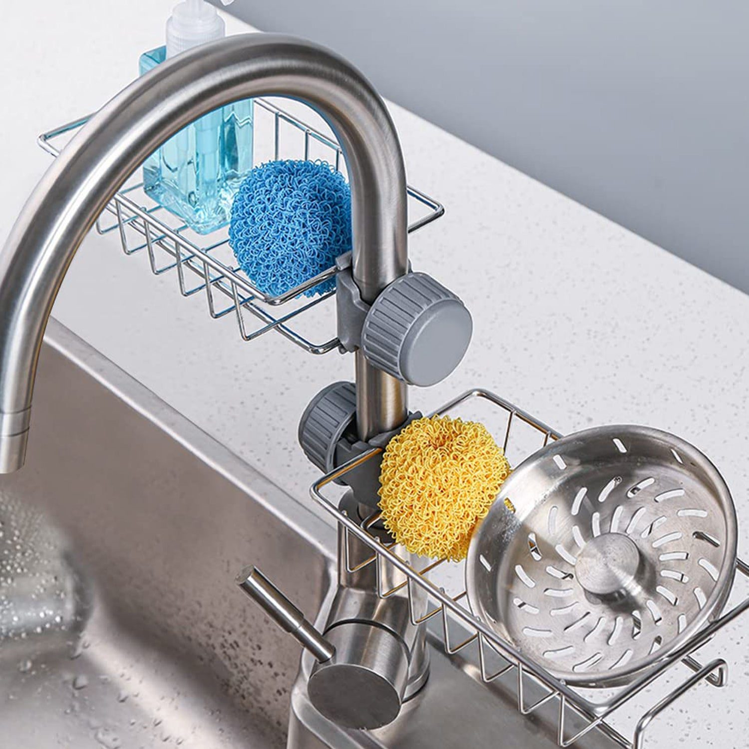 02_cedc88e6-35ac-4c5a-bbbf-85ff328546d4.jpg Soap, Sponge Holder, Stainless Steel Sink, Caddy Organizer (1 Pc) - Front View by Nari Haat, Indian ethnic wear, wome...