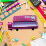 Double Decker Metal Bus Compass Case – 2-Layer Movable Wheels & Sharpener for Kids - Neckline Detail by Nari Haat, ...