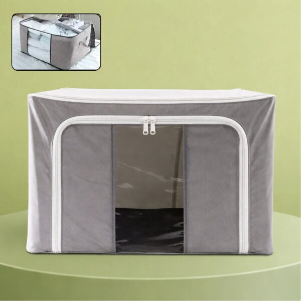 Foldable Steel Frame Clothes Storage Organizer Bag 60x43x32cm (Mix Color) - Front View by Nari Haat, Indian ethnic we...