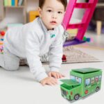 Foldable Bus Shape Toy Box Storage with Lid for Storage of Toys Basket Useful as Toy Organizer mountable Racks Surfac...