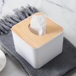 Tissue Box Desktop Stand Bamboo Tissue Cover Box Rectangular Paper Towel Holder Removable Tissue Dispenser for Bathro...
