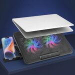 Laptop Cooler Cooling Pad with 2 Quiet Led Fans, Stand for Gaming Laptop - Closeup Embroidery by Nari Haat, Indian et...