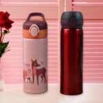 Double Walled Vacuum Insulated Water Bottle | (450 ml Approx / Mix Design / 1 Pc) - Closeup Embroidery by Nari Haat, ...