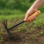 2 in 1 Double Hoe Gardening Tool with Wooden Handle - Fabric Detail by Nari Haat, Indian ethnic wear, women clothing,...