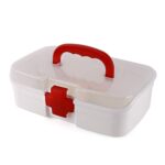 3-Compartment First Aid Box – Portable Medicine Storage with Tray & Clear Lid - Back View by Nari Haat, Indian ethn...
