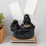 Adiyogi Shiva Backflow Smoke Fountain Incense Holder Burner (1 Pc) - Closeup Embroidery by Nari Haat, Indian ethnic w...
