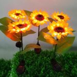 2 Pc Outdoor Solar Sunflower Lights – Waterproof Garden Landscape Stake Light - Full Detail by Nari Haat, Indian et...