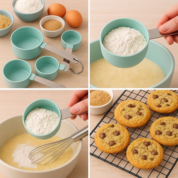 Stainless Steel and Plastics Measuring Cups (5 Pcs Set) - Front View by Nari Haat, Indian ethnic wear, women clothing...