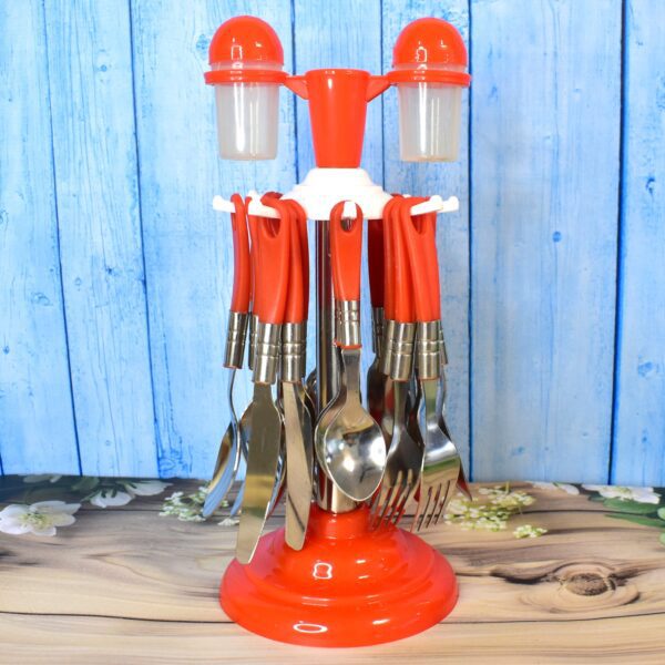 Luxury Cutlery Set for Dining Table Stainless Steel 26-Piece Set With Stand (1 Set - Front View by Nari Haat, Indian ...