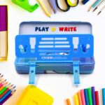 Metal Pencil Box, Pencil Case Double Compartment Compass Box - Closeup Embroidery by Nari Haat, Indian ethnic wear, w...