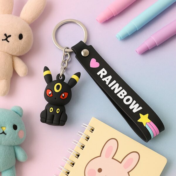 Cute Cartoon Silicone 3D Key Chain with Metal Hook & Strap (Pack of 1 / Mix Design) - Front View by Nari Haat, Indian...