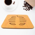 Square Bamboo Wood Table Place mat Hot Pot Cup Mat Tea Coaster(14×14 Cm / 1 Pc) - Sleeve Design by Nari Haat, Indian...
