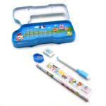 Bus Shape Compass Box for Boys, Kids School Accessories |  Pencil Box  with Wheels for Girls and Kids, String Operate...