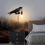 Crow Birds Table Lamps with Vintage Edison Bulb, Bird lamp (1 Set) - Sleeve Design by Nari Haat, Indian ethnic wear, ...