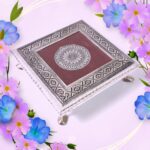 Silver - Square Pooja Chowki Patla / Bajot (20×20 CM / 1 Pc) - Back View by Nari Haat, Indian ethnic wear, women clo...