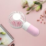 Portable Small Electric Fan – Rechargeable Mini Handheld Fan for Students - Sleeve Design by Nari Haat, Indian ethn...