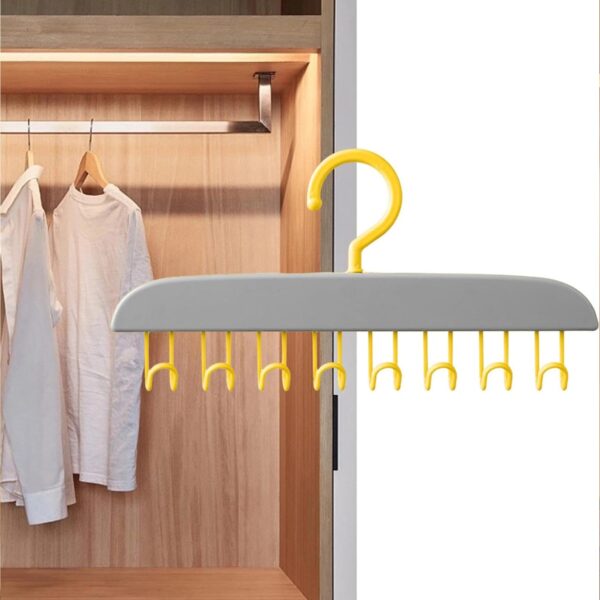 Plastic Organizer Hanger with 8 Hooks Heavy Duty Clothing Tank Top Belt Towel  (1 pc) - Front View by Nari Haat, Indi...