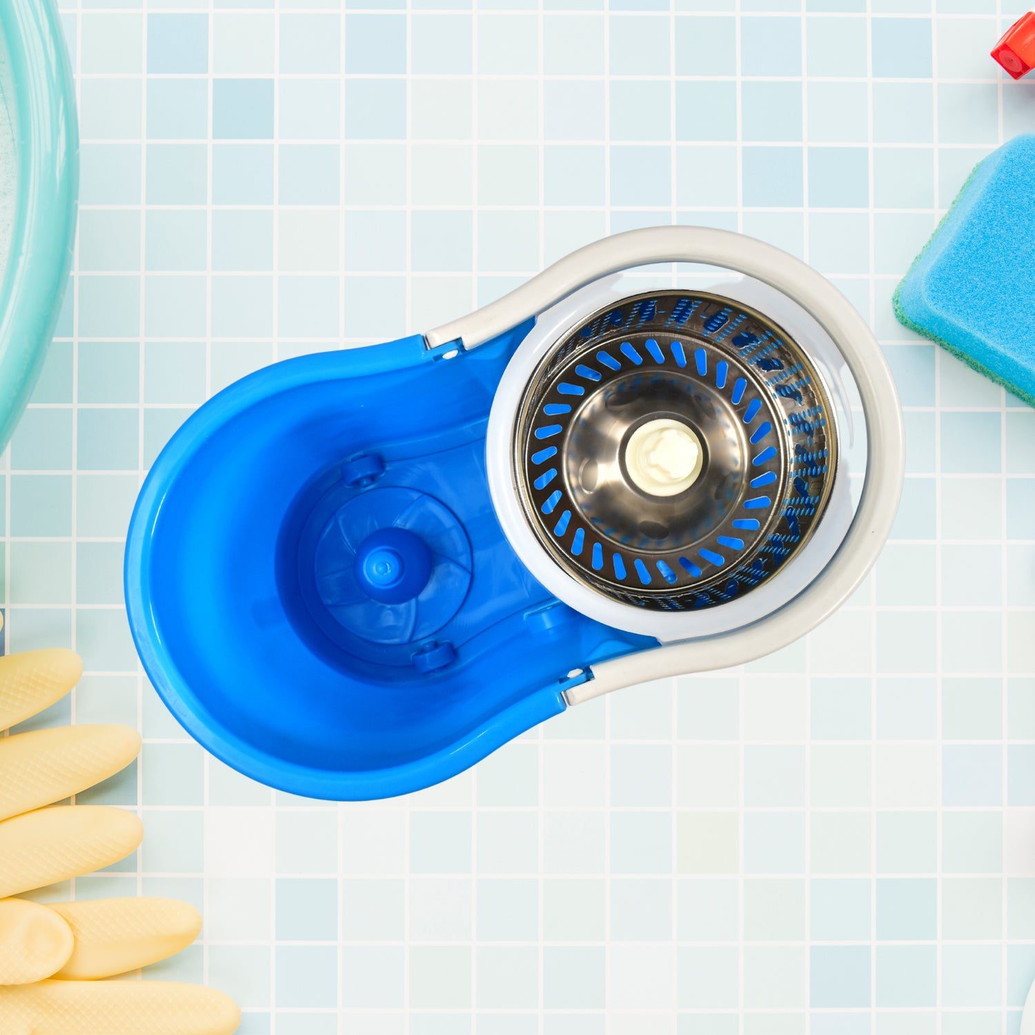 03_177d78f0-e288-4644-a2de-e691833af31d.jpg Spin Floor Cleaning Easy Advance Tech Bucket Mop with 2 Microfiber Refill - Front View by Nari Haat, Indian ethnic we...