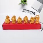 Golden Laughing Buddha Set of Six Pieces Statue for HappinessGood Luck Home Decor - Fabric Detail by Nari Haat, India...