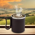 Coffee Mug with Lid & Handle – Plastic Covered Stainless Steel Mug (200 ML, Random Color) - Neckline Detail by Nari...