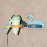 Hair Dryer Wall Mount Holder, Organiser Stand with Hooks for Bathroom Storage - Closeup Embroidery by Nari Haat, Indi...