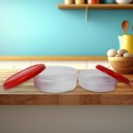 Round Plastic Big & Small Storage Container Box (PACK OF 2) - Closeup Embroidery by Nari Haat, Indian ethnic wear, wo...