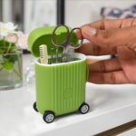 Manicure & Pedicure Kit – 8 Pc Grooming Set with 4-Wheel Suitcase Trolley - Back View by Nari Haat, Indian ethnic w...