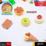 3D Fast Food Erasers Set, Cute Mini Colorful Erasers for Kids Gift & School (5 Pcs) - With Dupatta by Nari Haat, Indi...