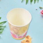 Disposable Paper Cups, Disposable Tea, Coffee Cups (24 Pcs Set / Mix Color & Design) - Back View by Nari Haat, Indian...