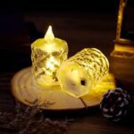 Flameless and Smokeless Decorative Candles LED Tea Light, Diwali (1 Pc) - Fabric Detail by Nari Haat, Indian ethnic w...