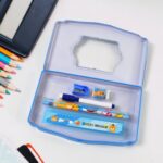 Cartoon Metal Compass Box for Kids with Stationery (6 Pc Set) - Back View by Nari Haat, Indian ethnic wear, women clo...