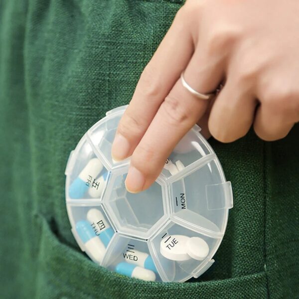 7-Sided Portable Pill Box Medicine Planner Small case - Front View by Nari Haat, Indian ethnic wear, women clothing, ...