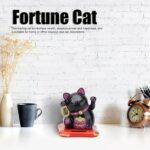 Solar Powered Happy Cat Beautiful with Arm Waves Wealth Cat (1 Pc / Mix Color) - Neckline Detail by Nari Haat, Indian...