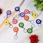 Evil Eye Rubber / Silicone Keychain (12 Pcs Set / Mix Color) - Back View by Nari Haat, Indian ethnic wear, women clot...