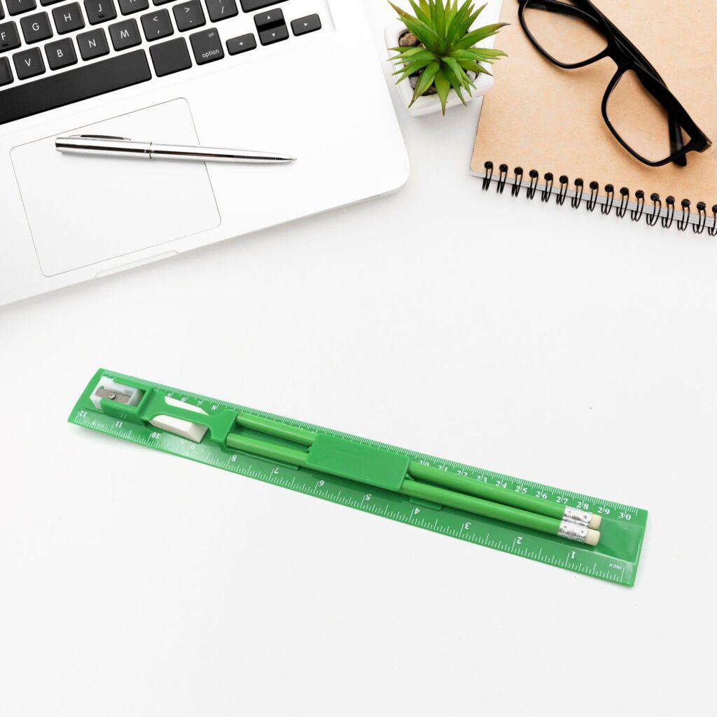 5-piece school supply set with ruler, pencils, eraser, sharpener