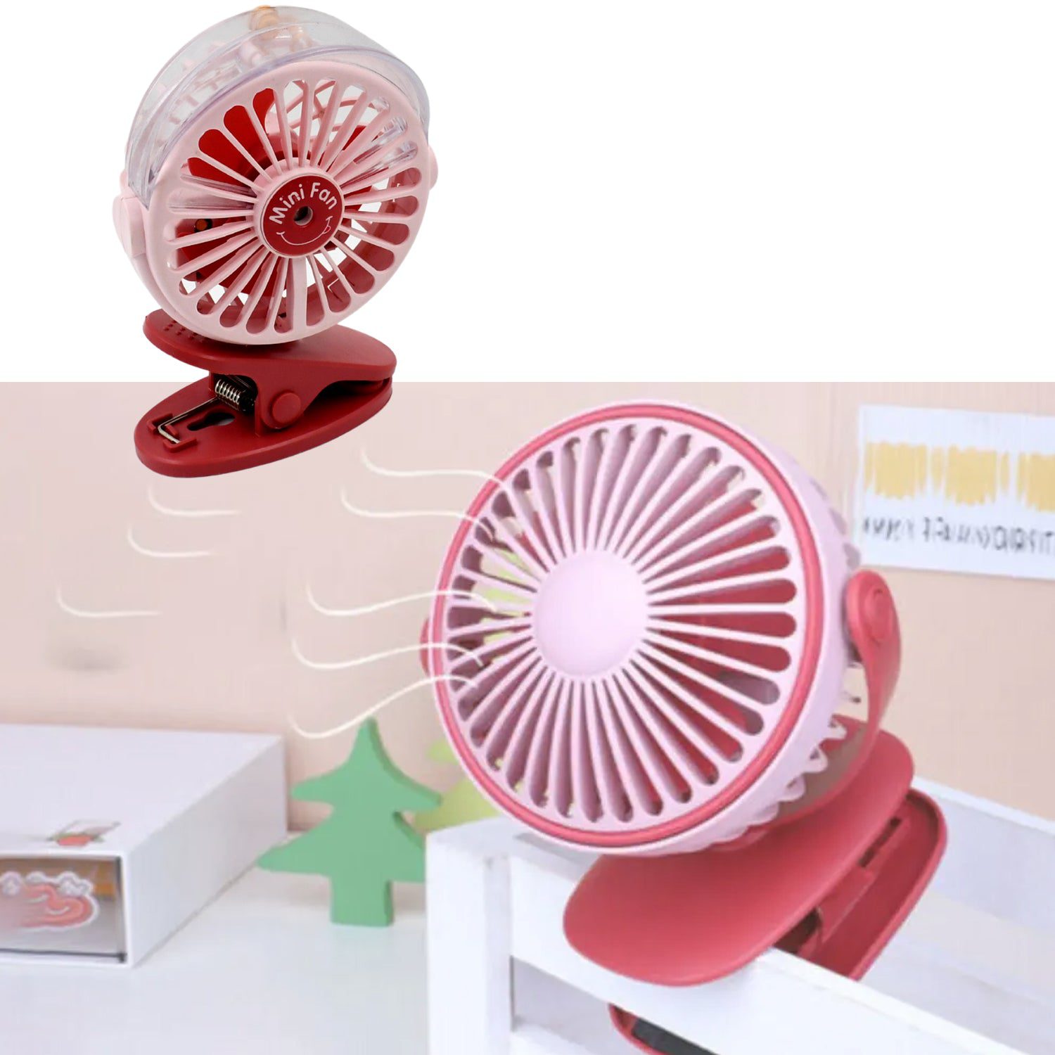 03_516713c0-336a-4ee7-be83-38f8173c24b7.jpg Portable Clip-on Fan, Battery Operated, With Light & Spray, Small Yet Powerful USB Table Fan, 3-Speed Quiet Rechargea...
